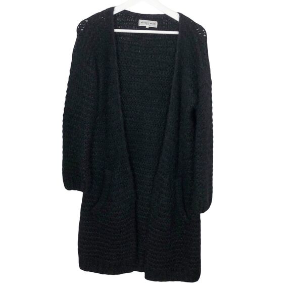 Apiece Apart Handknit Alpaca Cardigan XS Black Open Front Pockets Nepenthe $445 - Picture 1 of 13